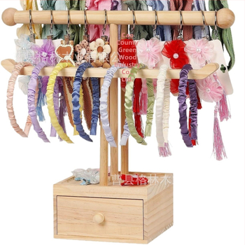 Ξύλινη παιδική θήκη αποθήκευσης κορδελών μαλλιών με κουτί αποθήκευσης, θήκη κοσμημάτων για μωρά, κορδέλα μαλλιών, ράφι επίδειξης προϊόντων, ράφι επίδειξης προϊόντων