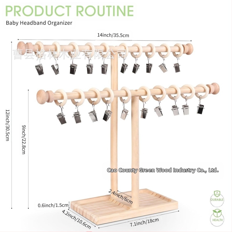 Puidust laste juuksepaelte hoiuriiul hoiukarbiga, beebiehete riiul, juuksepaelte ja peavõrudega vitriin, toodete vitriin