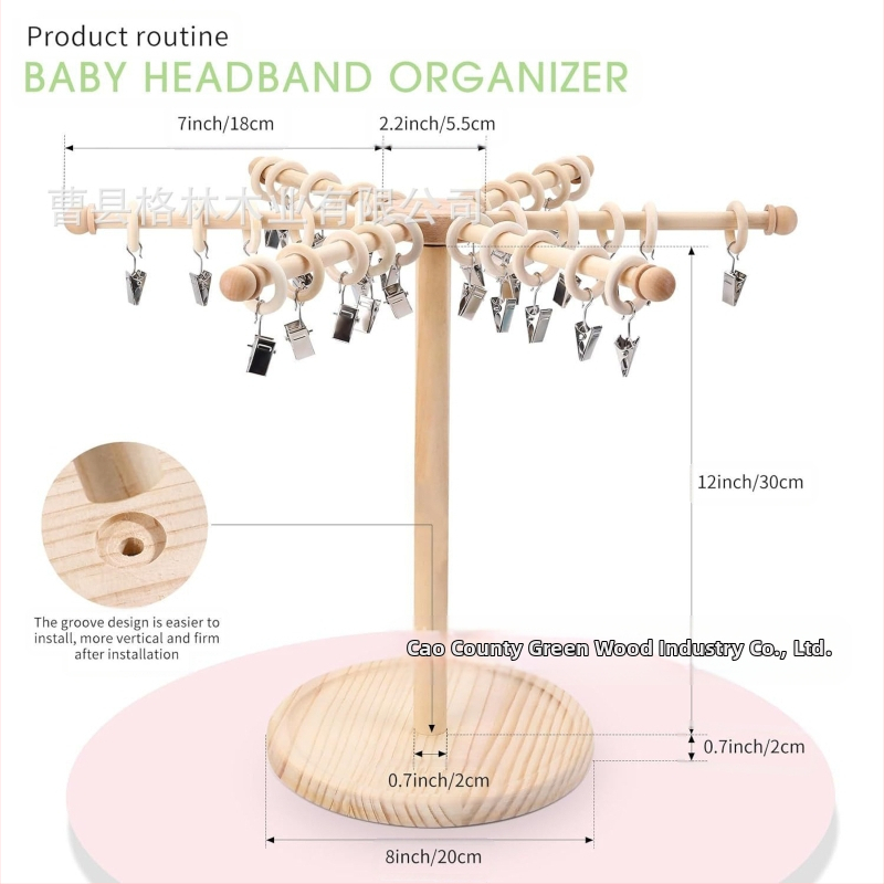 Puidust laste juuksepaelte hoiuriiul hoiukarbiga, beebiehete riiul, juuksepaelte ja peavõrudega vitriin, toodete vitriin