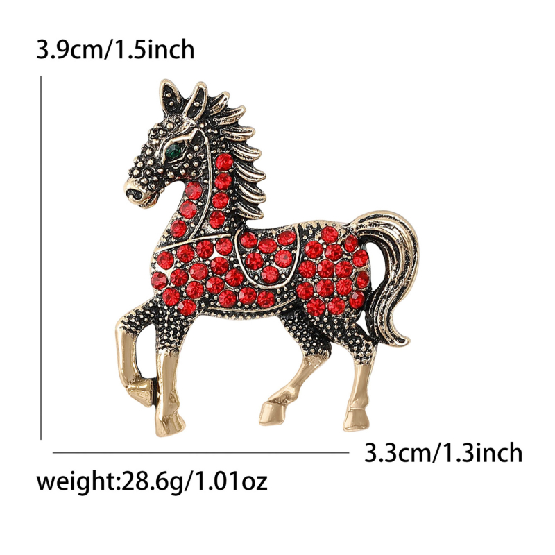 Piiriülene Euroopa ja Ameerika moodne teemantidega kaetud retro hobuse-loomakujuline pross Lihtne ja elegantne loominguline rõivaaksessuaar Mitmekülgne nööpnõel