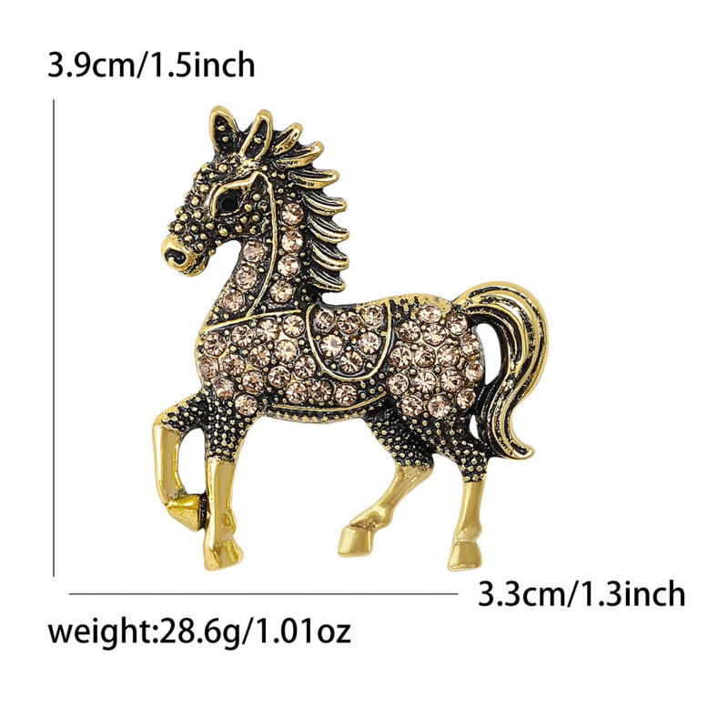 Piiriülene Euroopa ja Ameerika moodne teemantidega kaetud retro hobuse-loomakujuline pross Lihtne ja elegantne loominguline rõivaaksessuaar Mitmekülgne nööpnõel