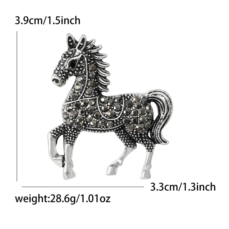 Piiriülene Euroopa ja Ameerika moodne teemantidega kaetud retro hobuse-loomakujuline pross Lihtne ja elegantne loominguline rõivaaksessuaar Mitmekülgne nööpnõel