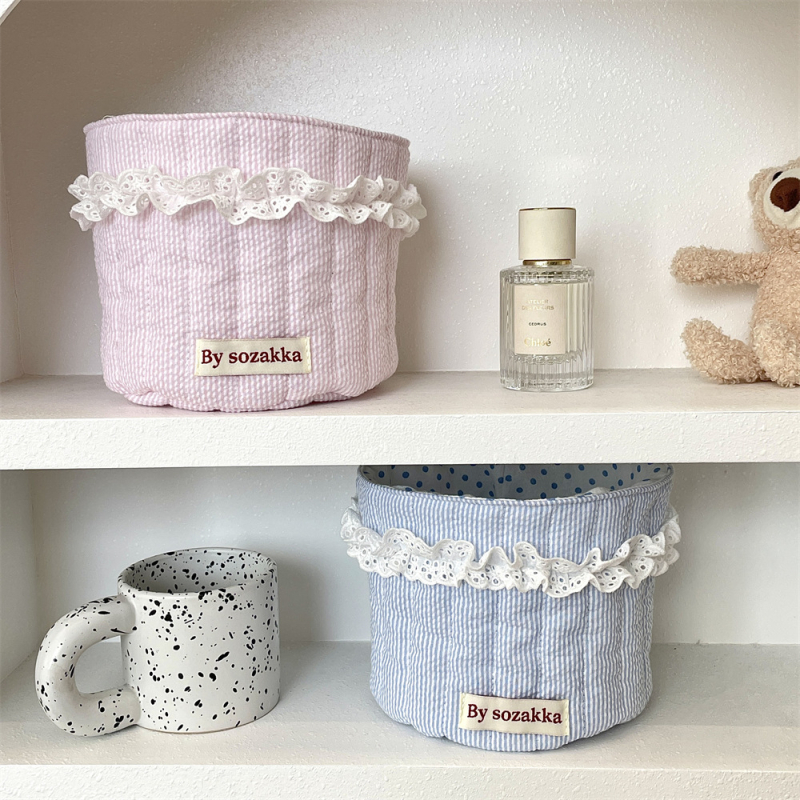 5181 Korea tepitud tüdrukute riidest hoiukorv lauale hoiukorv silindriline lisandite hoiukorv suupistete hoiukorv