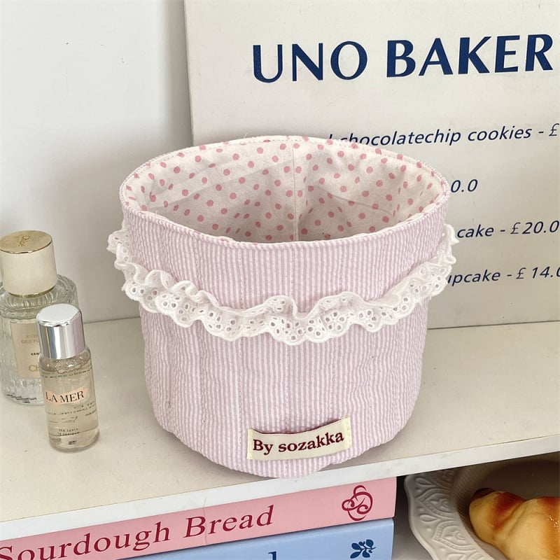 5181 Korea tepitud tüdrukute riidest hoiukorv lauale hoiukorv silindriline lisandite hoiukorv suupistete hoiukorv
