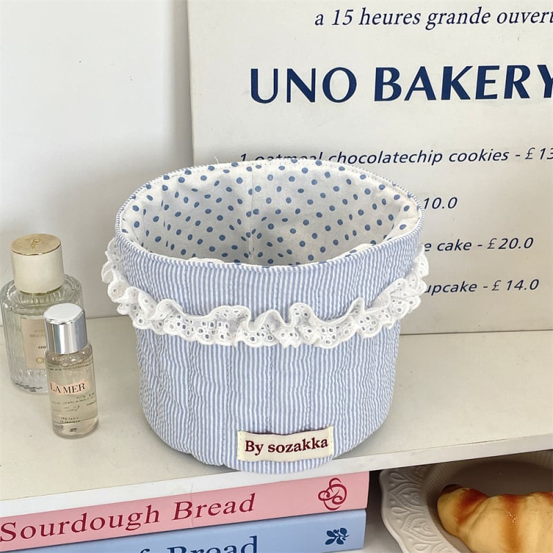 5181 Korea tepitud tüdrukute riidest hoiukorv lauale hoiukorv silindriline lisandite hoiukorv suupistete hoiukorv