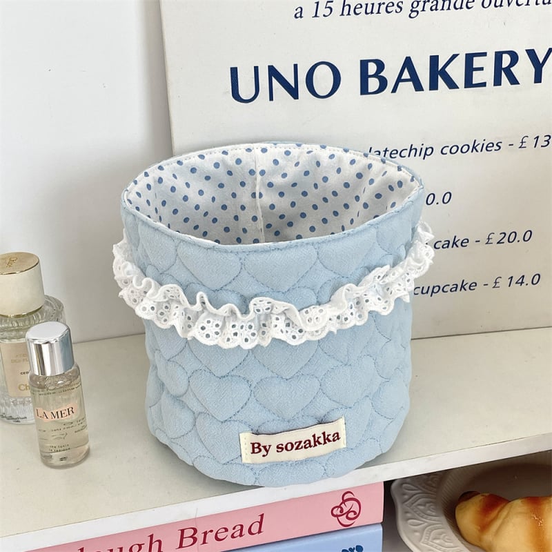 5181 Korea tepitud tüdrukute riidest hoiukorv lauale hoiukorv silindriline lisandite hoiukorv suupistete hoiukorv