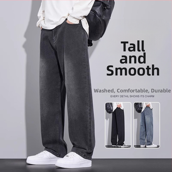 Teksad Meeste Moodsad Brändi Ameerika Stiilis Laiad Püksid 2024 Uued Kevad- ja Sügispüksid Kõikvõimalike Retro Lahtised Sirged Püksid