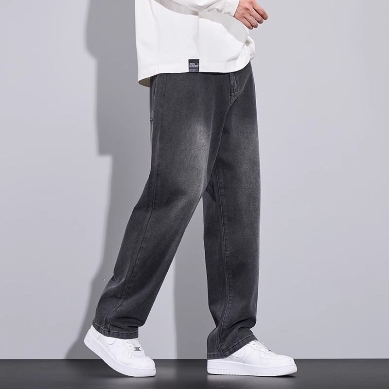 Teksad Meeste Moodsad Brändi Ameerika Stiilis Laiad Püksid 2024 Uued Kevad- ja Sügispüksid Kõikvõimalike Retro Lahtised Sirged Püksid