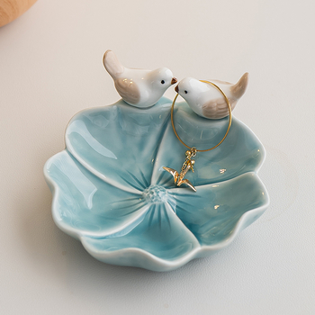 ♡Keraminė lėkštė su dekoratyviniais elementais, gaivinamoji vaisių lėkštė, svetainės lėkštė, namų laikymo lėkštė, švytuoklinė lėkštė, kūrybingas paukštis, miela pyragaičių lėkštė