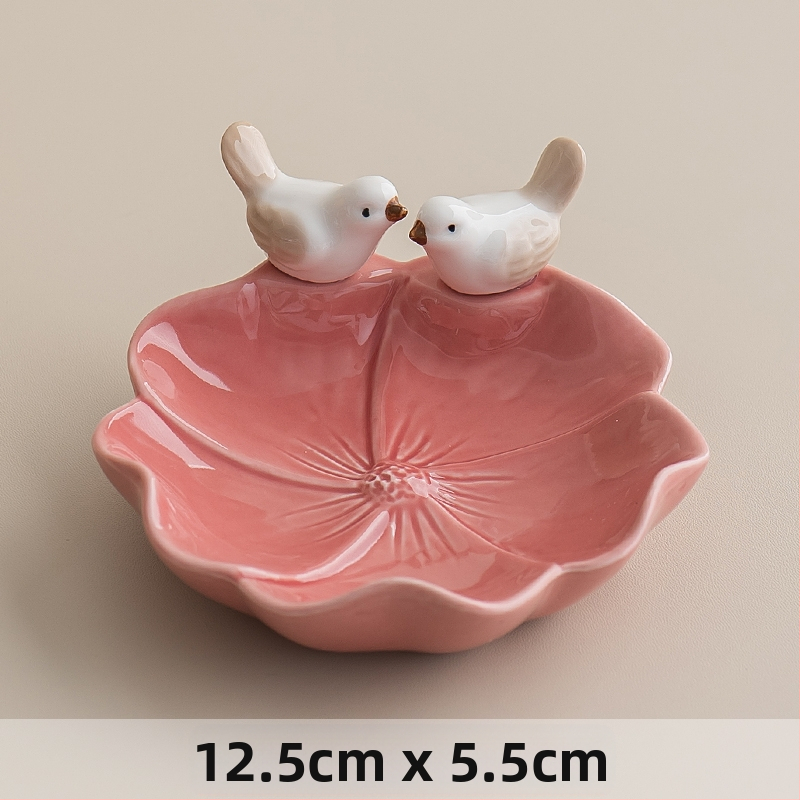 ♡Keraminė lėkštė su dekoratyviniais elementais, gaivinamoji vaisių lėkštė, svetainės lėkštė, namų laikymo lėkštė, švytuoklinė lėkštė, kūrybingas paukštis, miela pyragaičių lėkštė