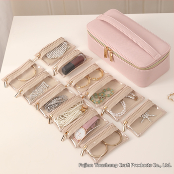 Διασυνοριακό κουτί κοσμημάτων PU Απλό φορητό αντιοξειδωτικό διαφανές κουτί αποθήκευσης κοσμημάτων βραχιόλι σκουλαρίκια κολιέ σε απόθεμα