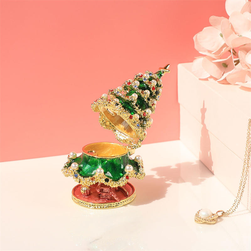 ♡ ♡ Retro stiliaus kalėdinės eglutės papuošalų dėžutė, mieli stiklainio papuošimai, gimtadienio dovanos, kūrybingi emalio pakabukai