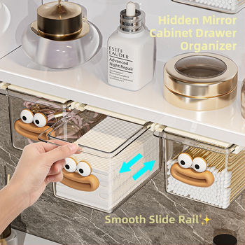 Καθρέφτη συρτάρι τουαλέτας κουτί αποθήκευσης βαμβάκι μπατονέτα αποθήκευσης βαμβακιού ανθεκτικό στη σκόνη συρόμενο ράφι χονδρικής