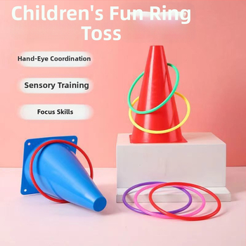 Νηπιαγωγείο Οικογενειακό Διαδραστικό Εκπαιδευτικό Πλαστικό Δαχτυλίδι Πολύχρωμο Σετ Παιχνιδιών για Ρίψη Δαχτυλιδιών
