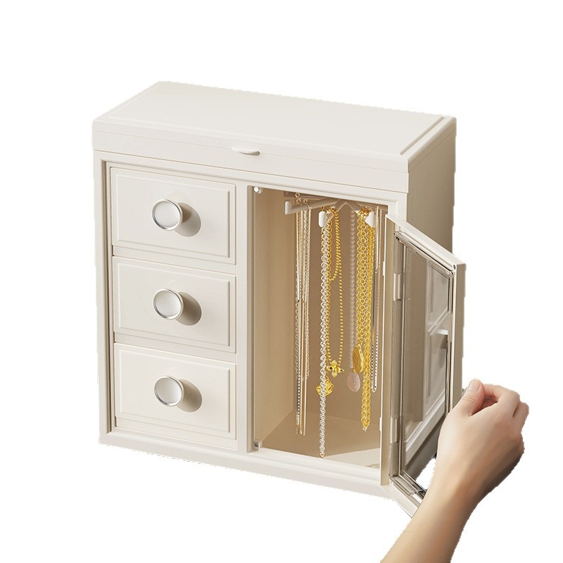 Ehete hoiukarp Suure mahutavusega ehted Majapidamise kahekihilised kõrvarõngad Sõrmus Pöörlev kaelakee Ehete hoiukarp Kreemjas stiilis