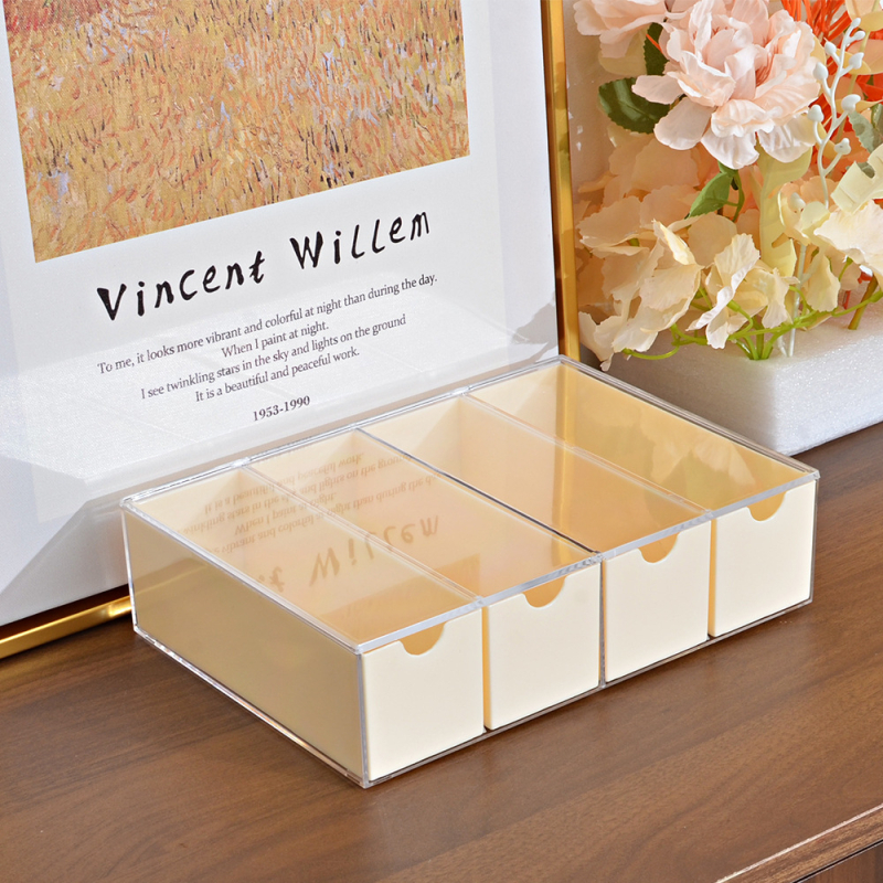 Läbipaistev alamformaadis akrüülprillikarp meeste prillikarp töölaua hoiustamiseks sahtlitüüpi 4-kihiline hoiukarp