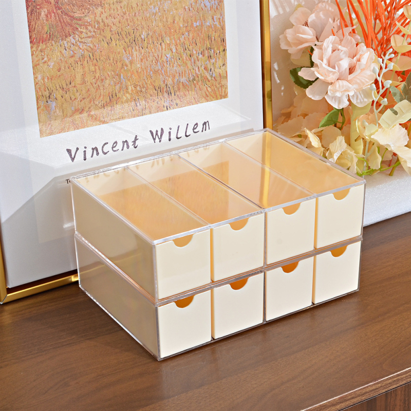 Läbipaistev alamformaadis akrüülprillikarp meeste prillikarp töölaua hoiustamiseks sahtlitüüpi 4-kihiline hoiukarp