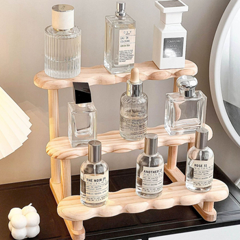 σε απόθεμα Επιτραπέζια βάση για αρώματα, σκάλα αποθήκευσης από μασίφ ξύλο, σετ τσαγιού, αποθήκευση φλυτζανιών καφέ, ράφι επίδειξης καλλυντικών