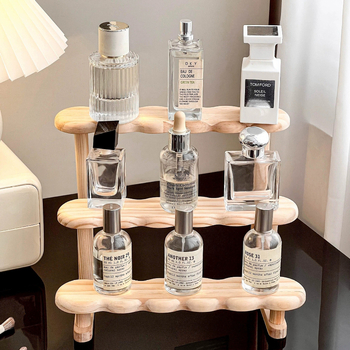 σε απόθεμα Επιτραπέζια βάση για αρώματα, σκάλα αποθήκευσης από μασίφ ξύλο, σετ τσαγιού, αποθήκευση φλυτζανιών καφέ, ράφι επίδειξης καλλυντικών