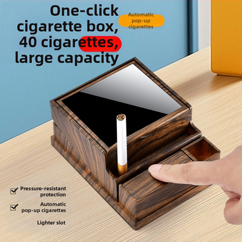 HB316 Αυτόματο κουτί καπνού για επιτραπέζιο υπολογιστή Κουτί καπνού αυτόματης εξαγωγής Μοντέρνα αξεσουάρ καπνίσματος για άνδρες Απομίμηση ξύλου Πλαστικό κουτί καπνού εξαιρετικά μεγάλης χωρητικότητας