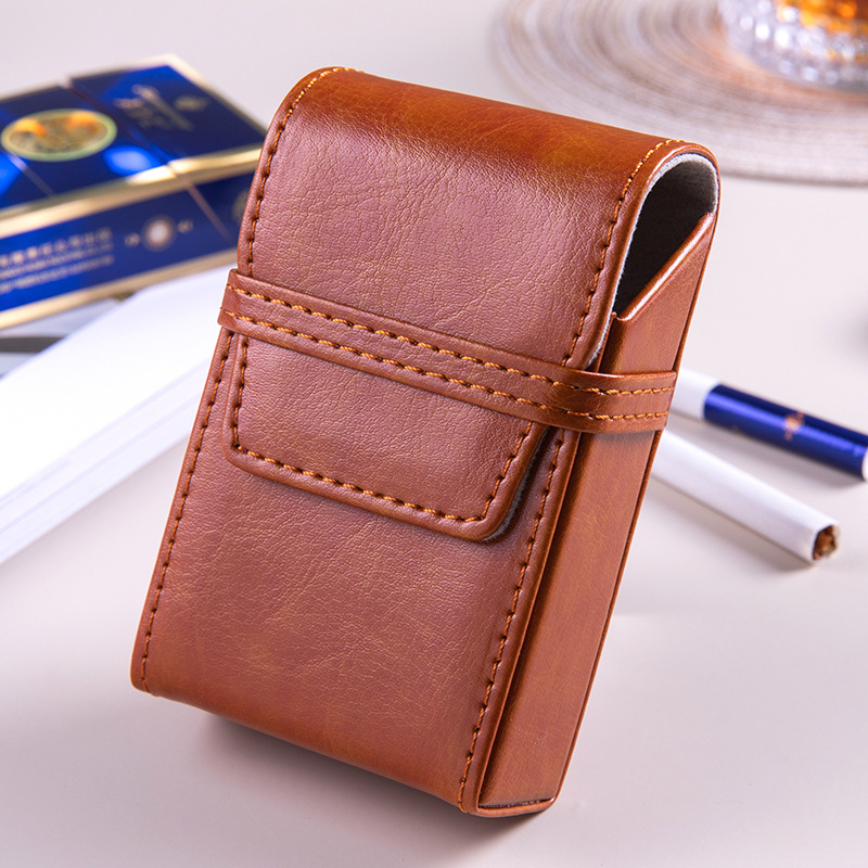 Tehase hulgimüük 20 komplekti paksu sigaretikarbi isiksuse loomingulist meeste nahast sigaretikotti, klapiga, terve paks sigaretikarp