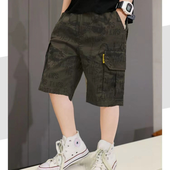 Λεπτό, χαλαρό, μεσαίο μήκος σορτς για αγόρια, καλοκαιρινό, μοντέρνο cargo παντελόνι μάρκας για μεγαλύτερα αγόρια