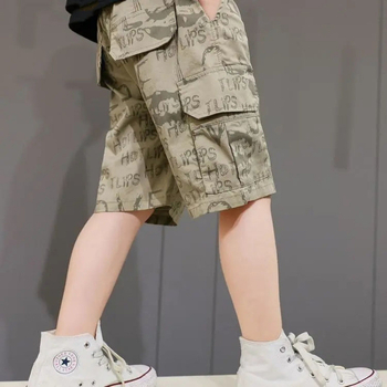 Λεπτό, χαλαρό, μεσαίο μήκος σορτς για αγόρια, καλοκαιρινό, μοντέρνο cargo παντελόνι μάρκας για μεγαλύτερα αγόρια