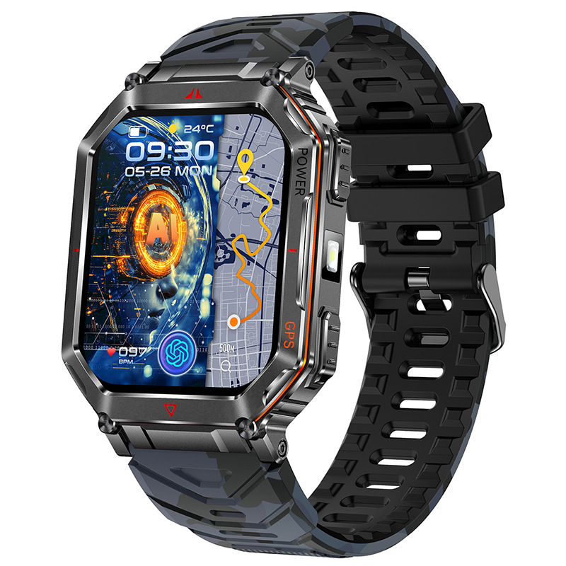 Piiriülene uus Kr92 nutikell GPS-positsioneerimisega, tehisintellektiga numbrivalimisega, häälassistendiga, LED-valgusega kompassiga meeste käevõru