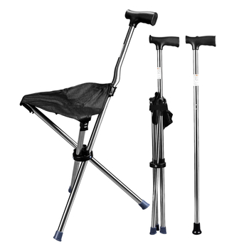 Третото поколение универсален преносим външен стол с патерица, многофункционален сгъваем стол с двойна функция за ходене с бастун и стол с патерица за възрастни хора