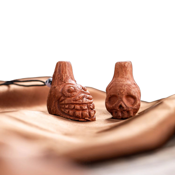 Rankų darbo monstrų fleitos vaikiškas švilpukas, mini vaiduoklis, actekų vėjo dievas, molis, mirties švilpukas, riksmas, mini