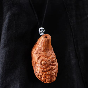 Rankų darbo monstrų fleitos vaikiškas švilpukas, mini vaiduoklis, actekų vėjo dievas, molis, mirties švilpukas, riksmas, mini