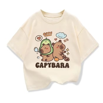 Tricou Stupid Cappi Bala, mânecă scurtă, larg, top, comerț exterior, tendință pentru copii mici și mijlocii, băieți și fete, Capibara periferică