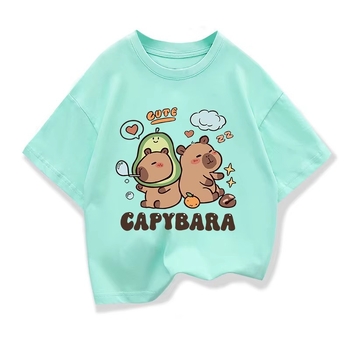Tricou Stupid Cappi Bala, mânecă scurtă, larg, top, comerț exterior, tendință pentru copii mici și mijlocii, băieți și fete, Capibara periferică