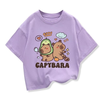 Tricou Stupid Cappi Bala, mânecă scurtă, larg, top, comerț exterior, tendință pentru copii mici și mijlocii, băieți și fete, Capibara periferică