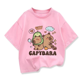 Tricou Stupid Cappi Bala, mânecă scurtă, larg, top, comerț exterior, tendință pentru copii mici și mijlocii, băieți și fete, Capibara periferică