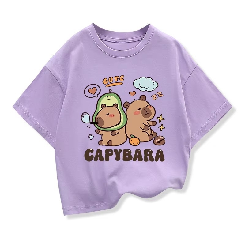 Tricou Stupid Cappi Bala, mânecă scurtă, larg, top, comerț exterior, tendință pentru copii mici și mijlocii, băieți și fete, Capibara periferică