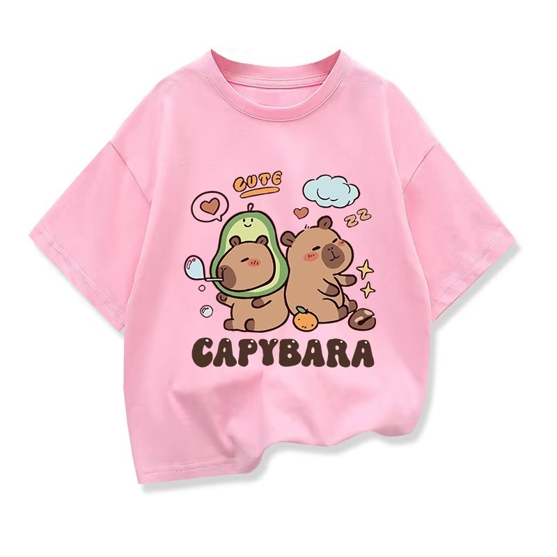Tricou Stupid Cappi Bala, mânecă scurtă, larg, top, comerț exterior, tendință pentru copii mici și mijlocii, băieți și fete, Capibara periferică