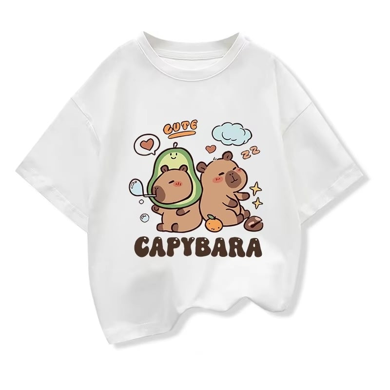 Tricou Stupid Cappi Bala, mânecă scurtă, larg, top, comerț exterior, tendință pentru copii mici și mijlocii, băieți și fete, Capibara periferică