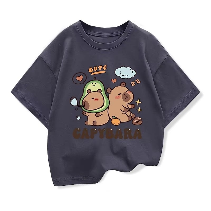 Tricou Stupid Cappi Bala, mânecă scurtă, larg, top, comerț exterior, tendință pentru copii mici și mijlocii, băieți și fete, Capibara periferică