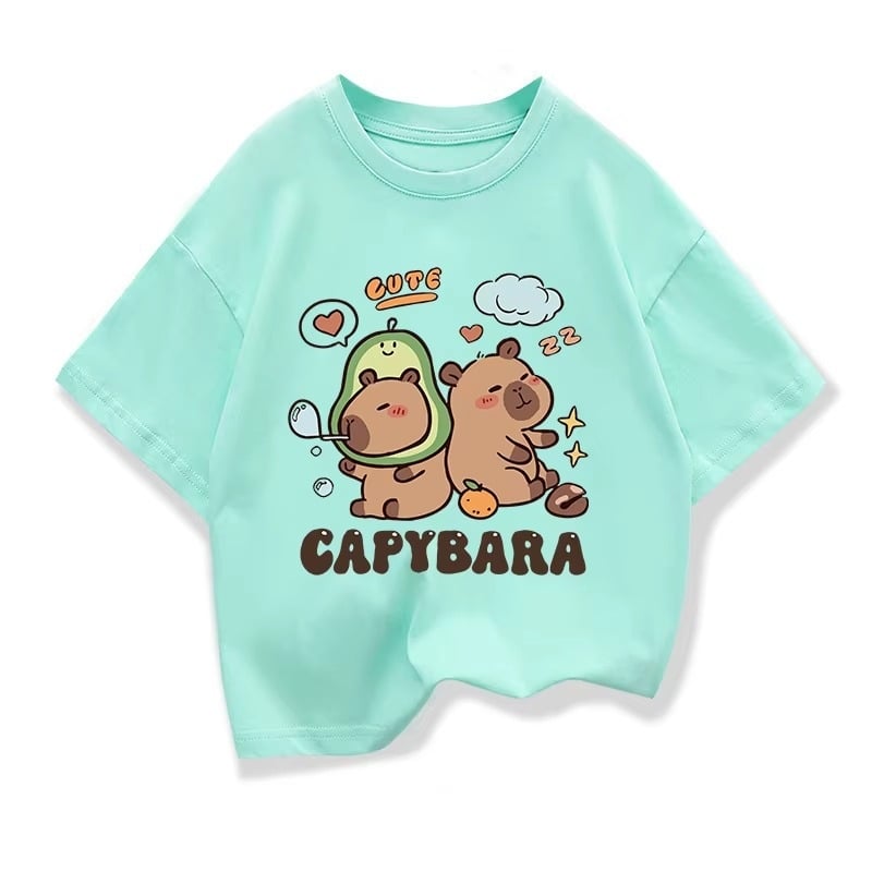 Tricou Stupid Cappi Bala, mânecă scurtă, larg, top, comerț exterior, tendință pentru copii mici și mijlocii, băieți și fete, Capibara periferică