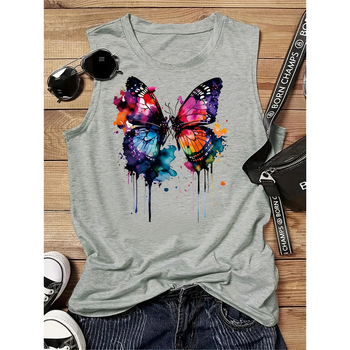 Piiriülene mood naisterõivad Amazon AliExpressist suvine uus moodne isikupärastatud trükitud ümara kaelusega varrukateta vest