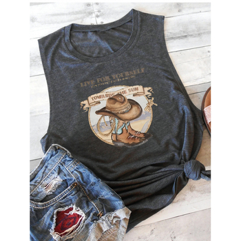 Διασυνοριακή Μόδα Γυναικεία Ρούχα Amazon AliExpress Καλοκαίρι Νέα Μόδα Ολοκληρωμένο Εξατομικευμένο Γιλέκο με Στρογγυλή Λαιμόκοψη, Αμάνικο