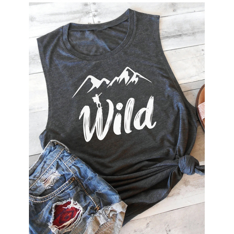 Piiriülene mood naisterõivad Amazon AliExpressist suvine uus moodne isikupärastatud trükitud ümara kaelusega varrukateta vest