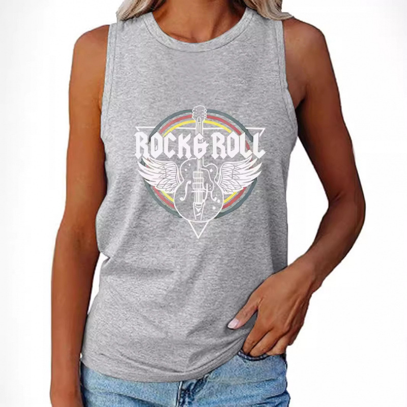 Piiriülene mood naisterõivad Amazon AliExpressist suvine uus moodne isikupärastatud trükitud ümara kaelusega varrukateta vest