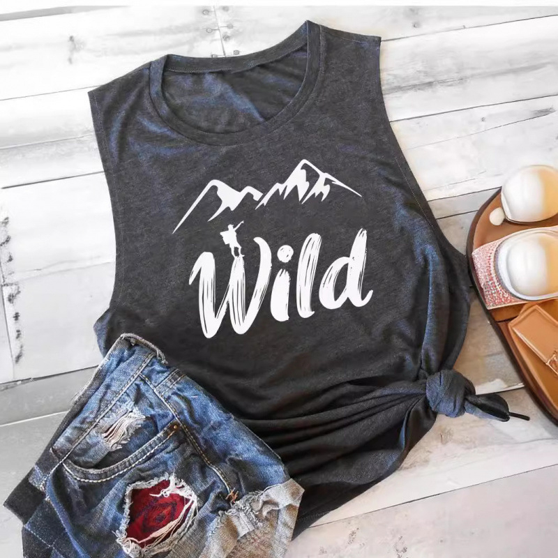 Piiriülene mood naisterõivad Amazon AliExpressist suvine uus moodne isikupärastatud trükitud ümara kaelusega varrukateta vest