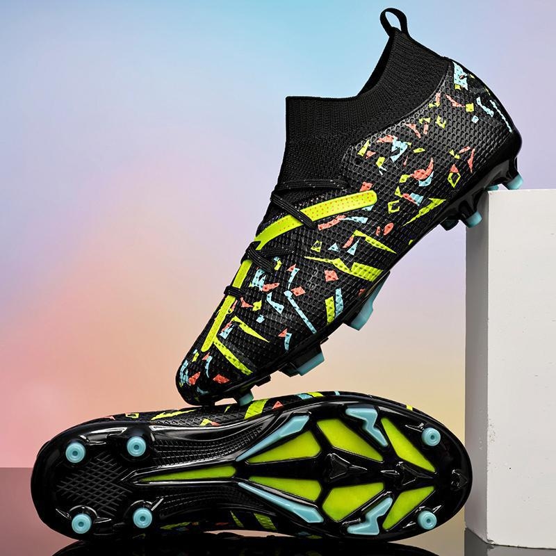 Cross-Border 2025 új, álcázó mintás, ifjúsági, hosszú szöges és törött szöges, magas szárú futballcipők férfiaknak és nőknek, gyepszőnyeg edzőcipők