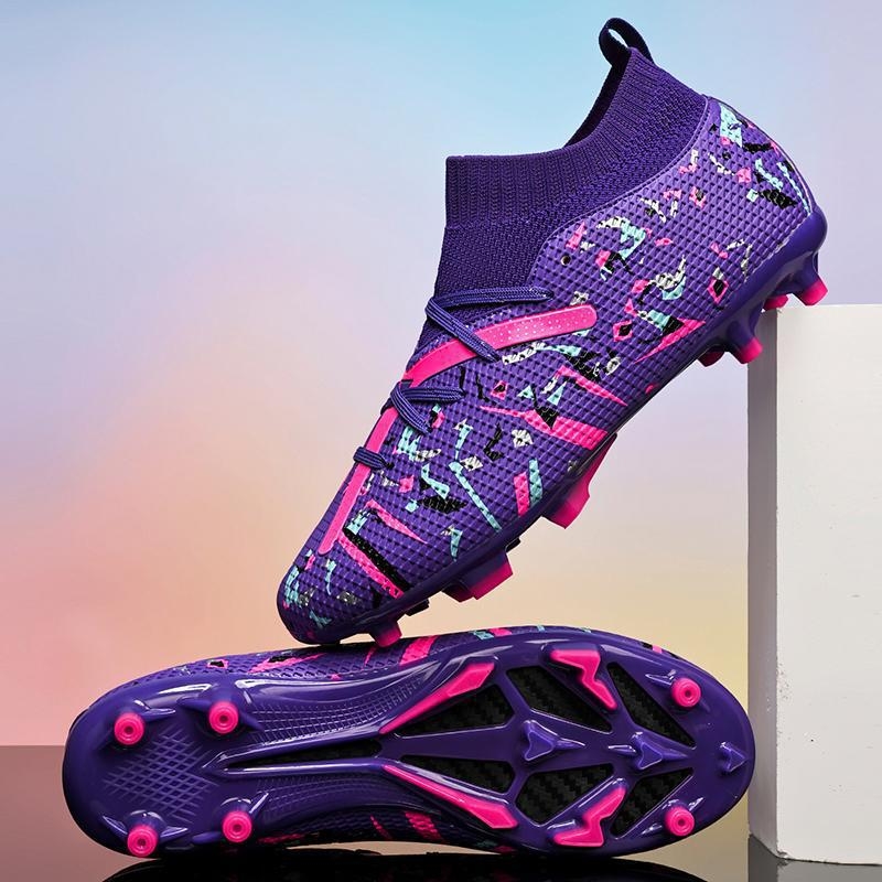 Cross-Border 2025 új, álcázó mintás, ifjúsági, hosszú szöges és törött szöges, magas szárú futballcipők férfiaknak és nőknek, gyepszőnyeg edzőcipők