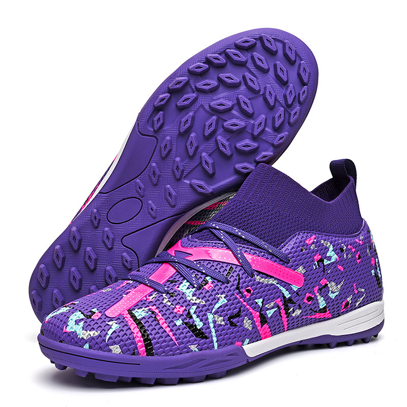 Cross-Border 2025 új, álcázó mintás, ifjúsági, hosszú szöges és törött szöges, magas szárú futballcipők férfiaknak és nőknek, gyepszőnyeg edzőcipők