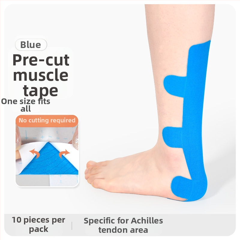 Achilo sausgyslės raumenų lopas, iš anksto supjaustytas, vientisas sportinis raumenų lopas, sportininkams skirtas dinaminis pleistras, apsauginė įranga.