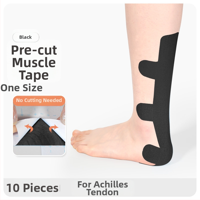 Achilo sausgyslės raumenų lopas, iš anksto supjaustytas, vientisas sportinis raumenų lopas, sportininkams skirtas dinaminis pleistras, apsauginė įranga.